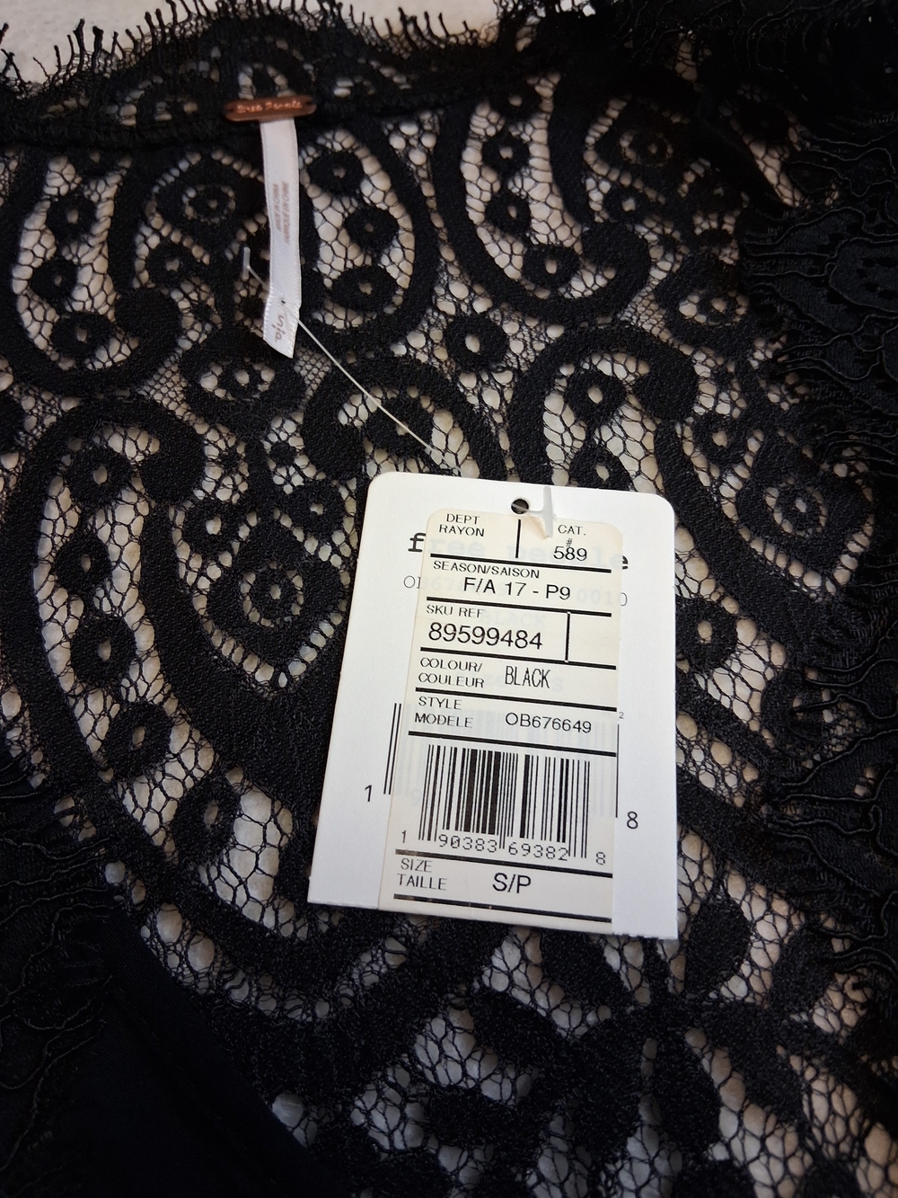 Free People Black Lace V-Neck Sleeveless Overlay Top - Picture 6 of 8